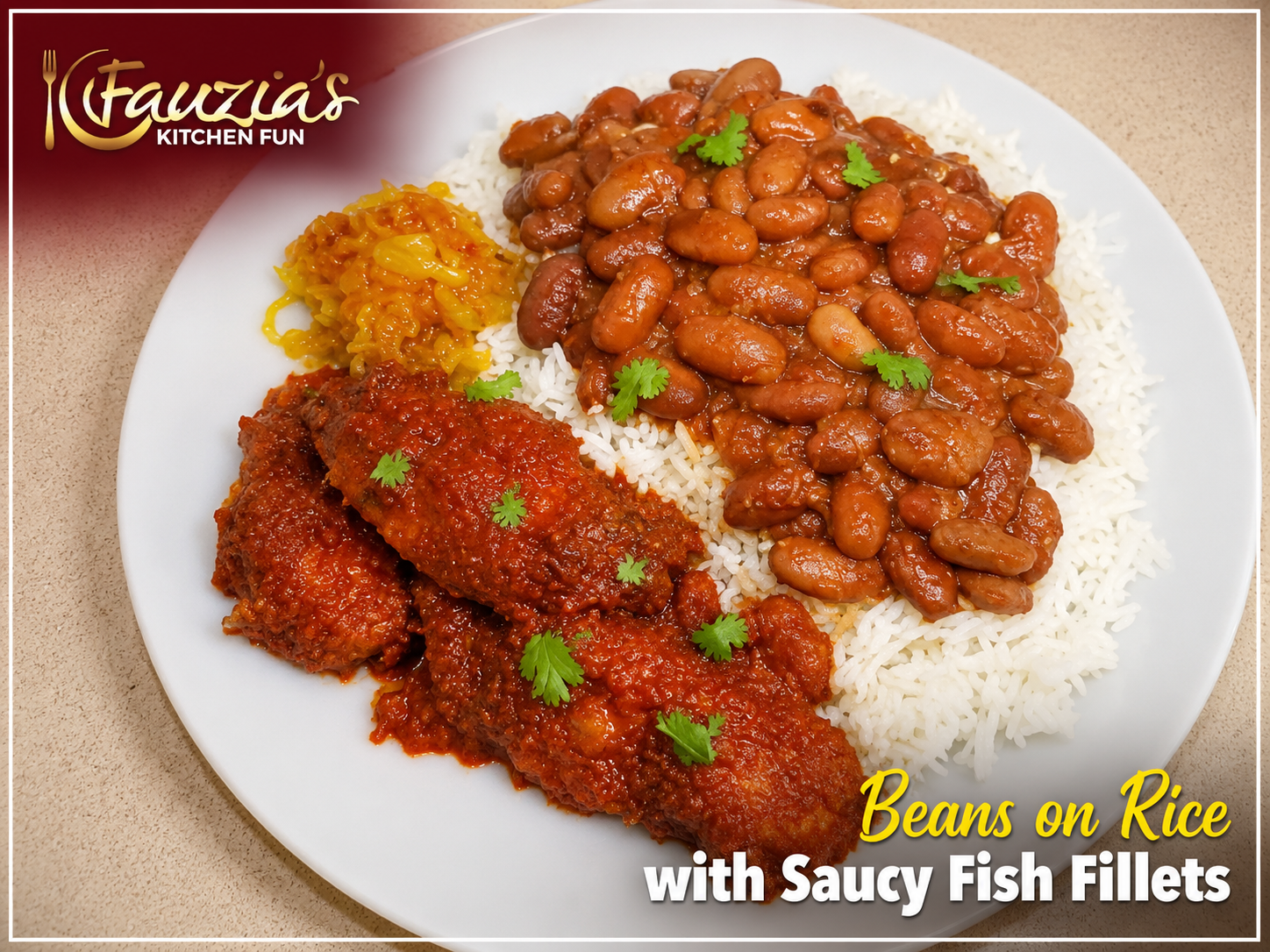 Beans on Rice with Saucy Fish Fillets
