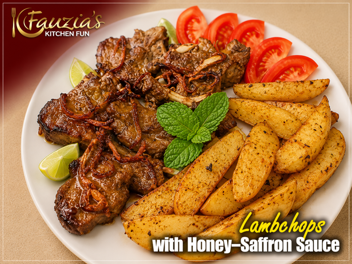 Lamb chops with a Honey-Saffron Sauce