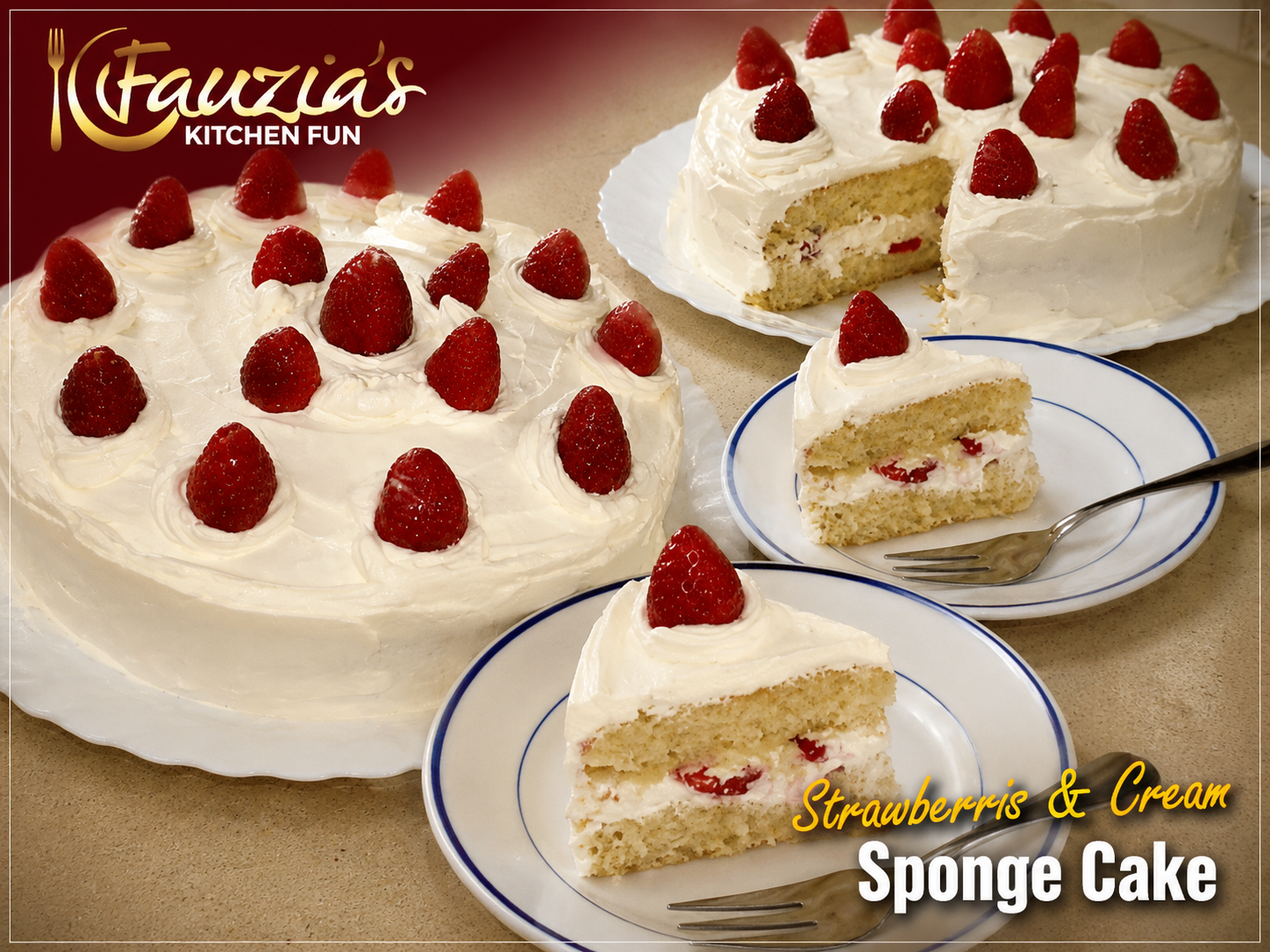 Strawberries & Cream Sponge Cake