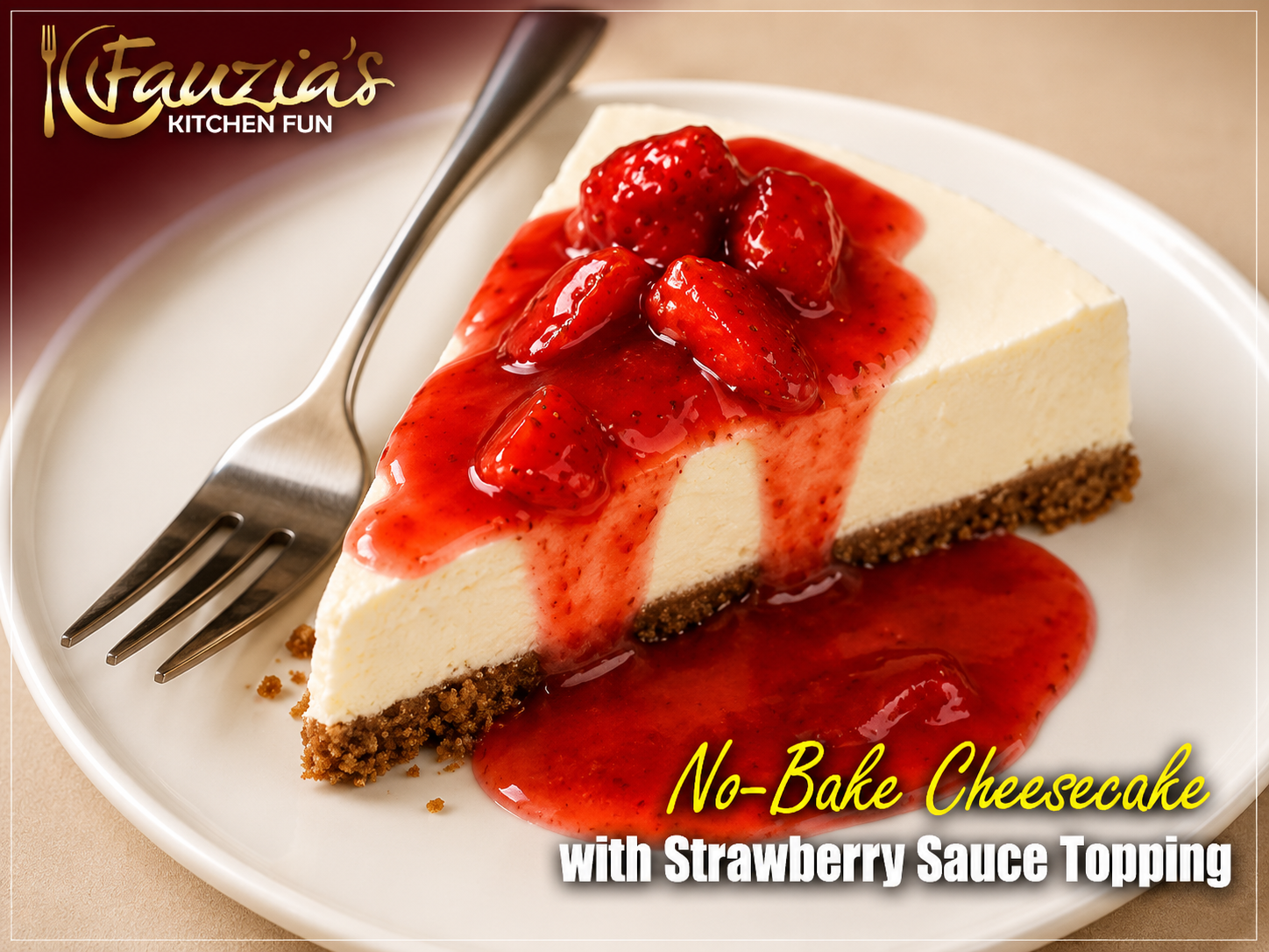 No-Bake Cheesecake with Strawberry Sauce Topping