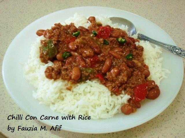 Chilli Con Carne with Rice - Fauzia’s Kitchen Fun