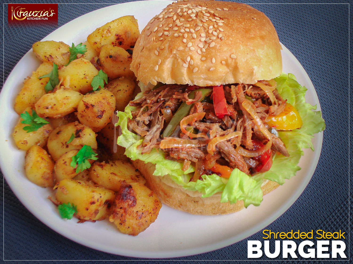 Shredded Steak Burger Fauzia’s Kitchen Fun