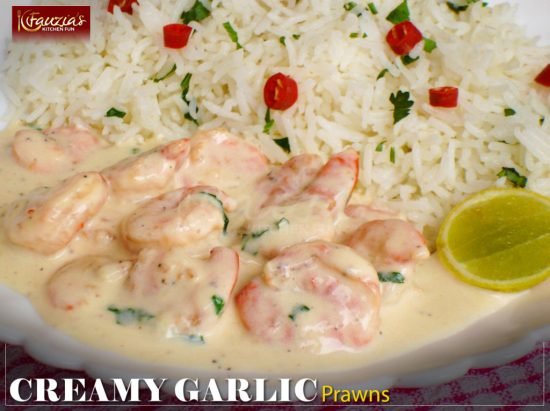 Creamy Garlic Prawns with Lime-Coriander Fried Rice