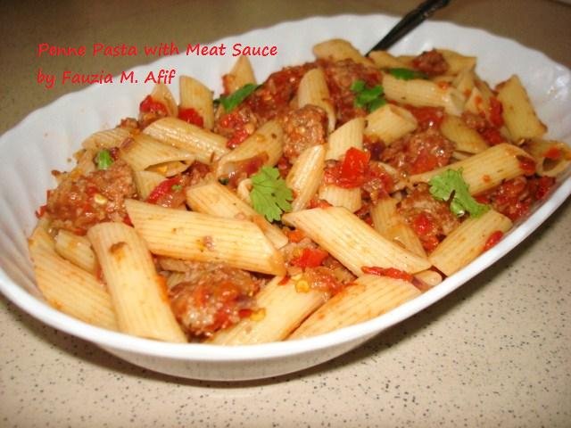 Penne Pasta with Meat Sauce