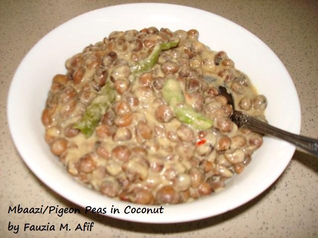 Pigeon Peas/Mbaazi cooked in Coconut Milk/Tui